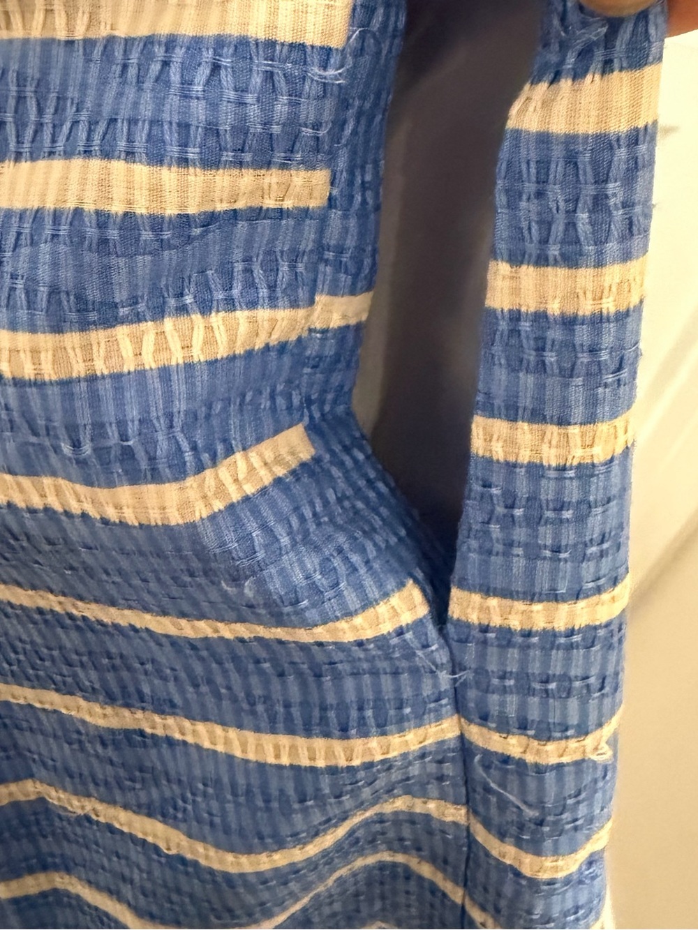 Taylor Blue and White Striped Sleeveless Midi Dress - Picture 6 of 7